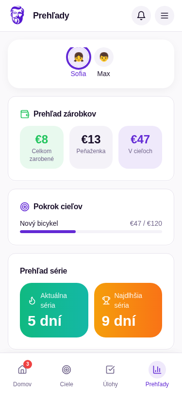 Rodič schvaľuje splnenú úlohu s fotodôkazom v Amos.Kids